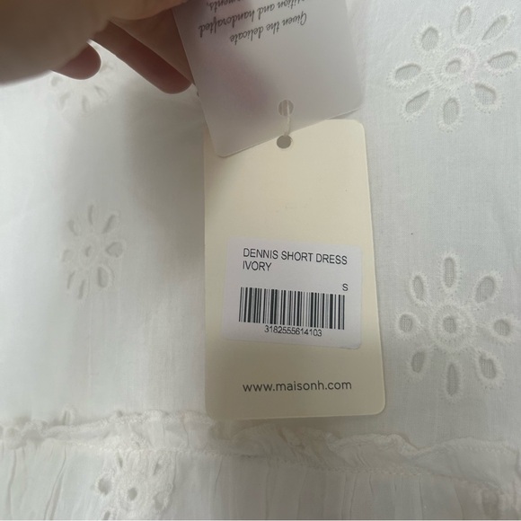 MAISON HOTEL Dennis Short Tiered Embroidered Dress in Ivory - Picture 8 of 12
